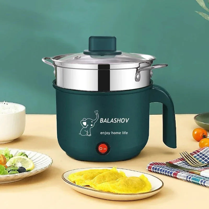 Mini Non-Stick Electric Cooker Kitchen 1-2 Person Double Hot Pot Multifunction Steamer Electric Pot for Home