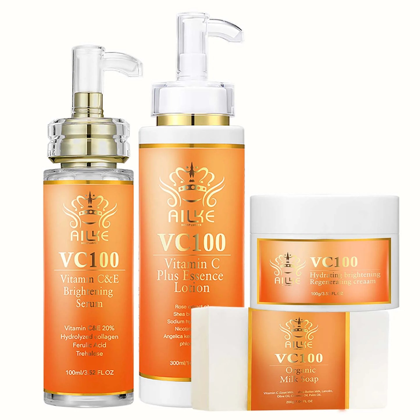 Vitamin C Whitening Kit for Women, Even Skin Tone, Clean Skin, Moisturizing, anti Wrinkle & Aging, Glow Skin Set