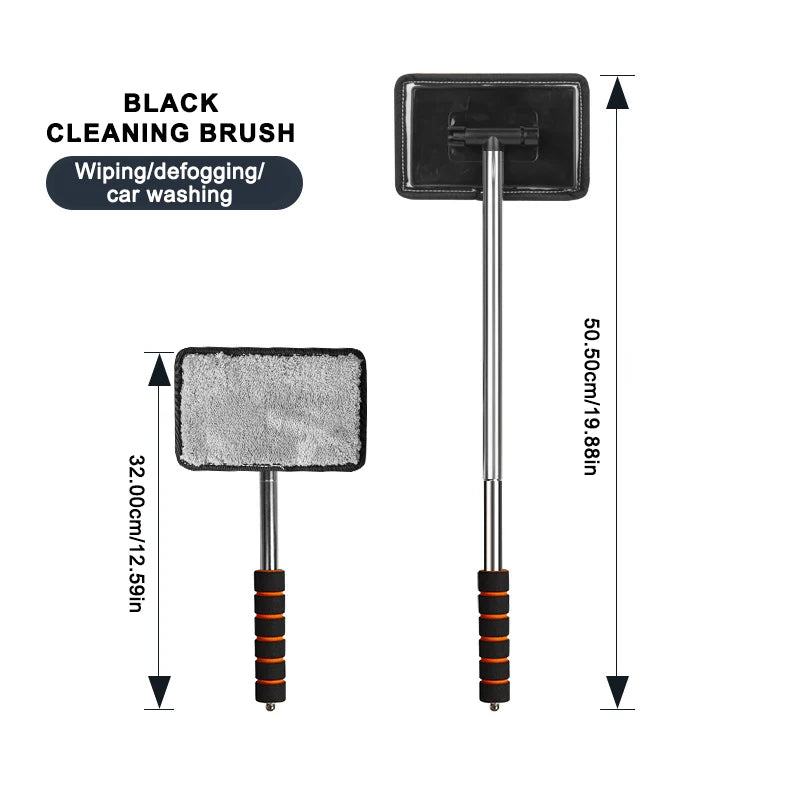 Car Windshield Glass Cleaner Microfiber Car Window Cleaning Brush Extendable Handle Interior Exterior Car Wash Tools