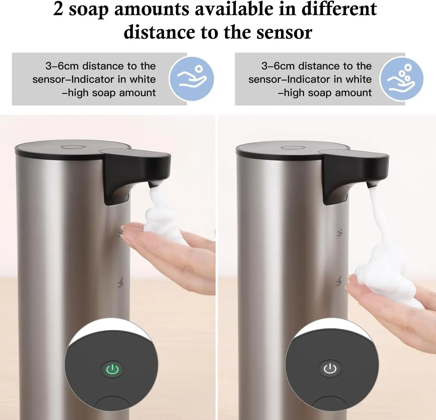 Automatic Foaming Soap Metal Dispenser Rechargeable Touchless Foam Hand Soap Dispenser Water-Resistant for Bathroom