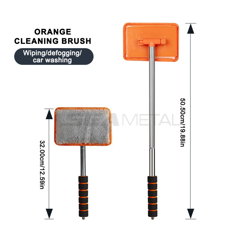Car Windshield Glass Cleaner Microfiber Car Window Cleaning Brush Extendable Handle Interior Exterior Car Wash Tools