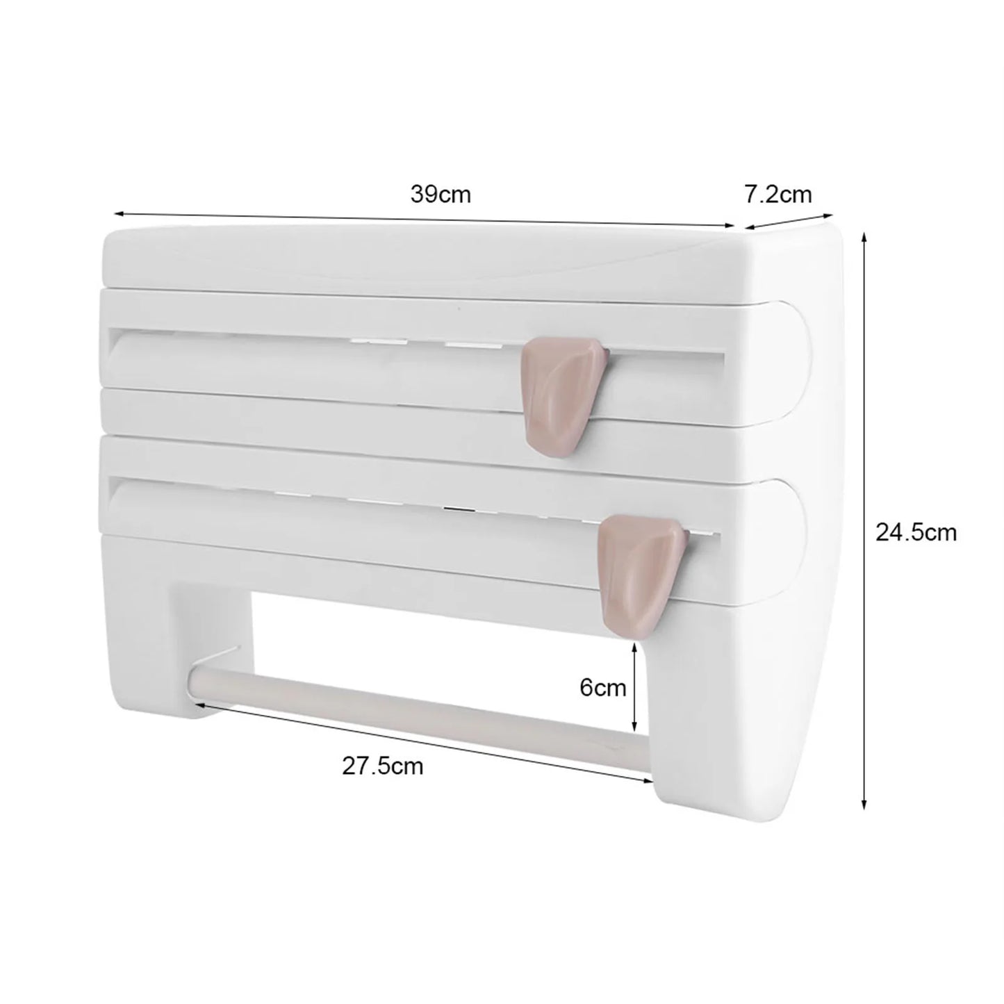 Cling Film Paper Towel Holder Kitchen Cling Film Holder Ergonomic Design High Sharpness Blade ABS Wall Mounted for Apartment