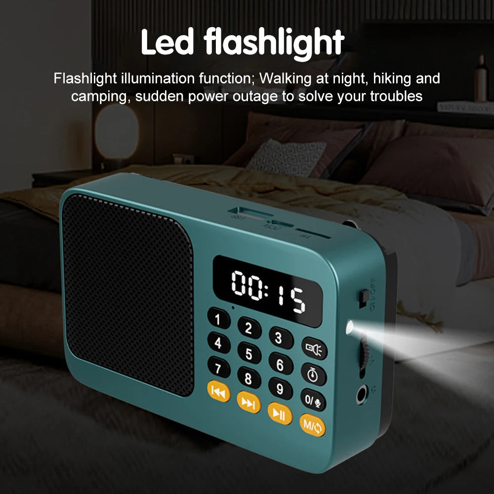 Portable Radio Music Player Handheld Rechargeable Digital FM USB TF MP3 Player Speaker Devices Supplies with LED Display Radio 