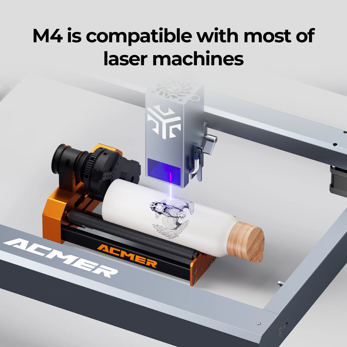 M4 Laser Engraver Rotary Roller Chuck 360° Rotary 3-Jaw Clippable Diameter 4-64Mm for Cup Ring Curved Surface Objects