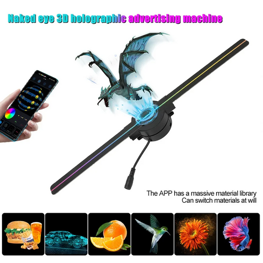 Advertising 3D Holographic Fan Screen Stereoscopic Display Suspended Project Lamp 42Cm Suspended Imaging Advert Machine