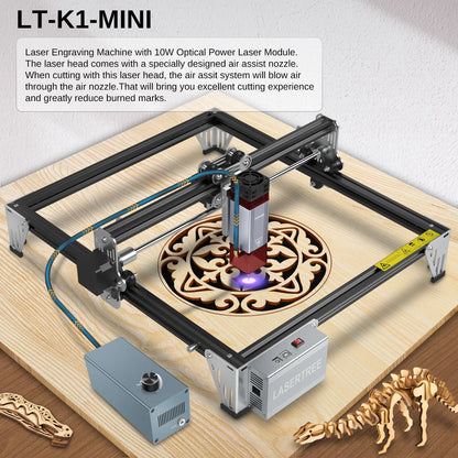K1 Mini Laser Engraving Machine with 10W Laser Head Laser Engraver Cutter Woodworking TTL Blue Light Laser Module