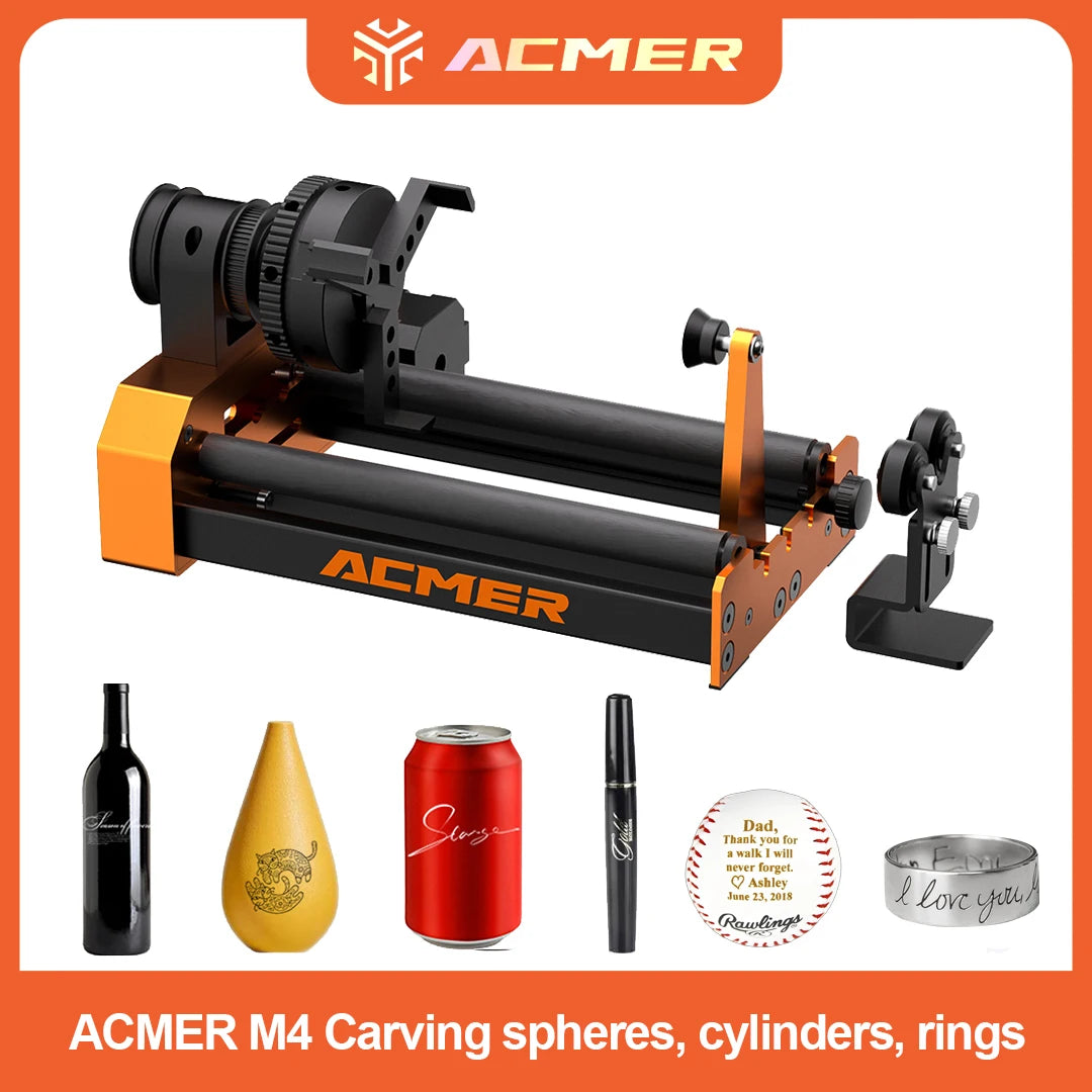 M4 Laser Engraver Rotary Roller Chuck 360° Rotary 3-Jaw Clippable Diameter 4-64Mm for Cup Ring Curved Surface Objects