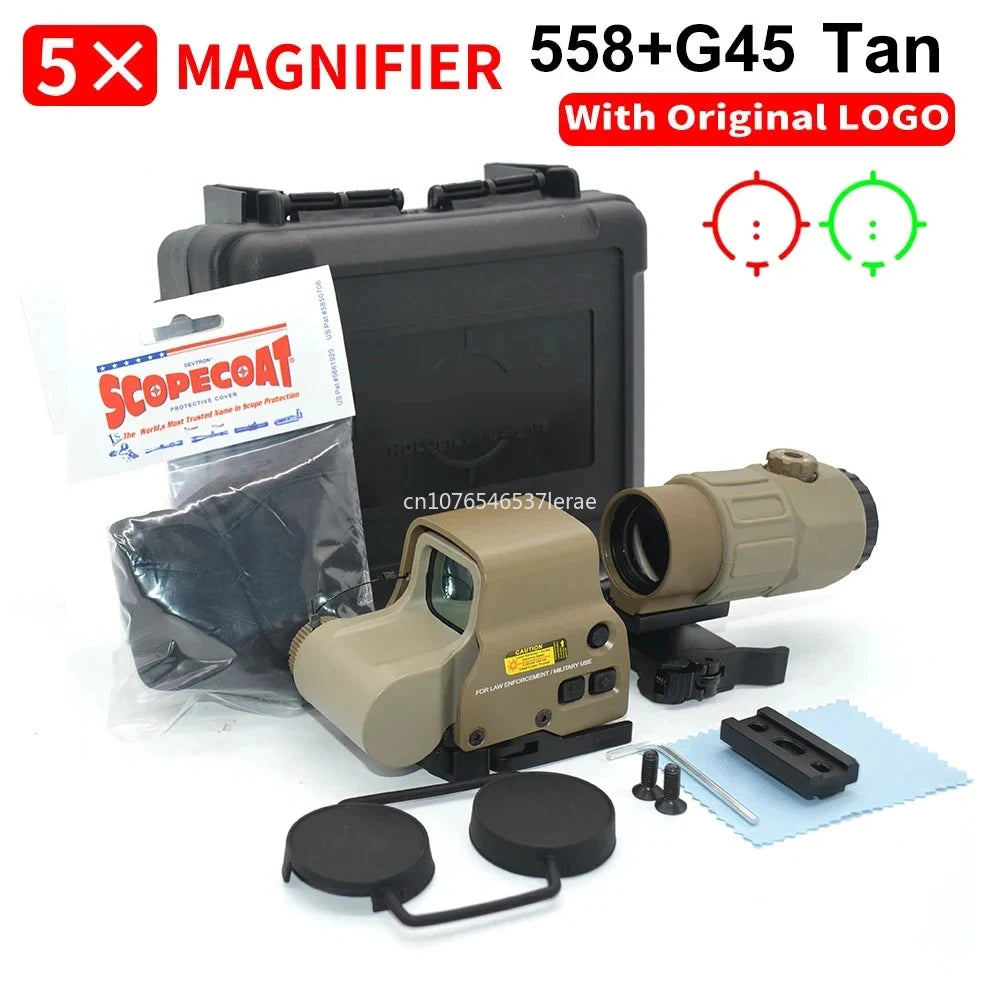 Hot Sale 558 Holographic Collimator Red Dot Sight G43/G33 3X G45 5X Magnifier Airsoft Hunting Gear W/20Mm Rail Mounts & QD Lever