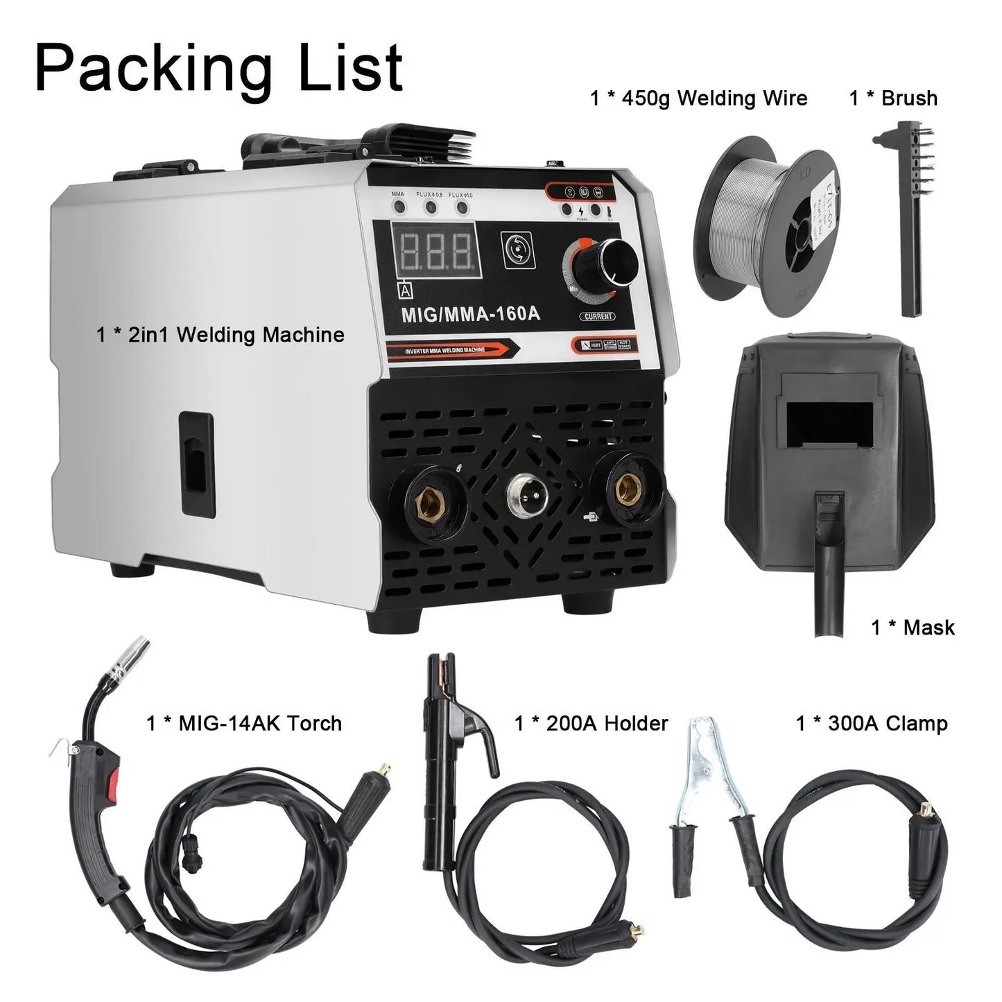 MIG MMA Welding Machine 2-In-1 220V Inverter IGBT Automatic Wire Feeding Contact Welding Gas Arc Welding Machine