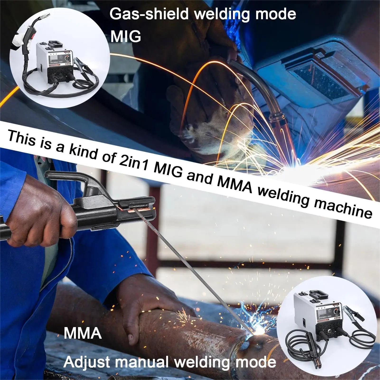 MIG MMA Welding Machine 2-In-1 220V Inverter IGBT Automatic Wire Feeding Contact Welding Gas Arc Welding Machine