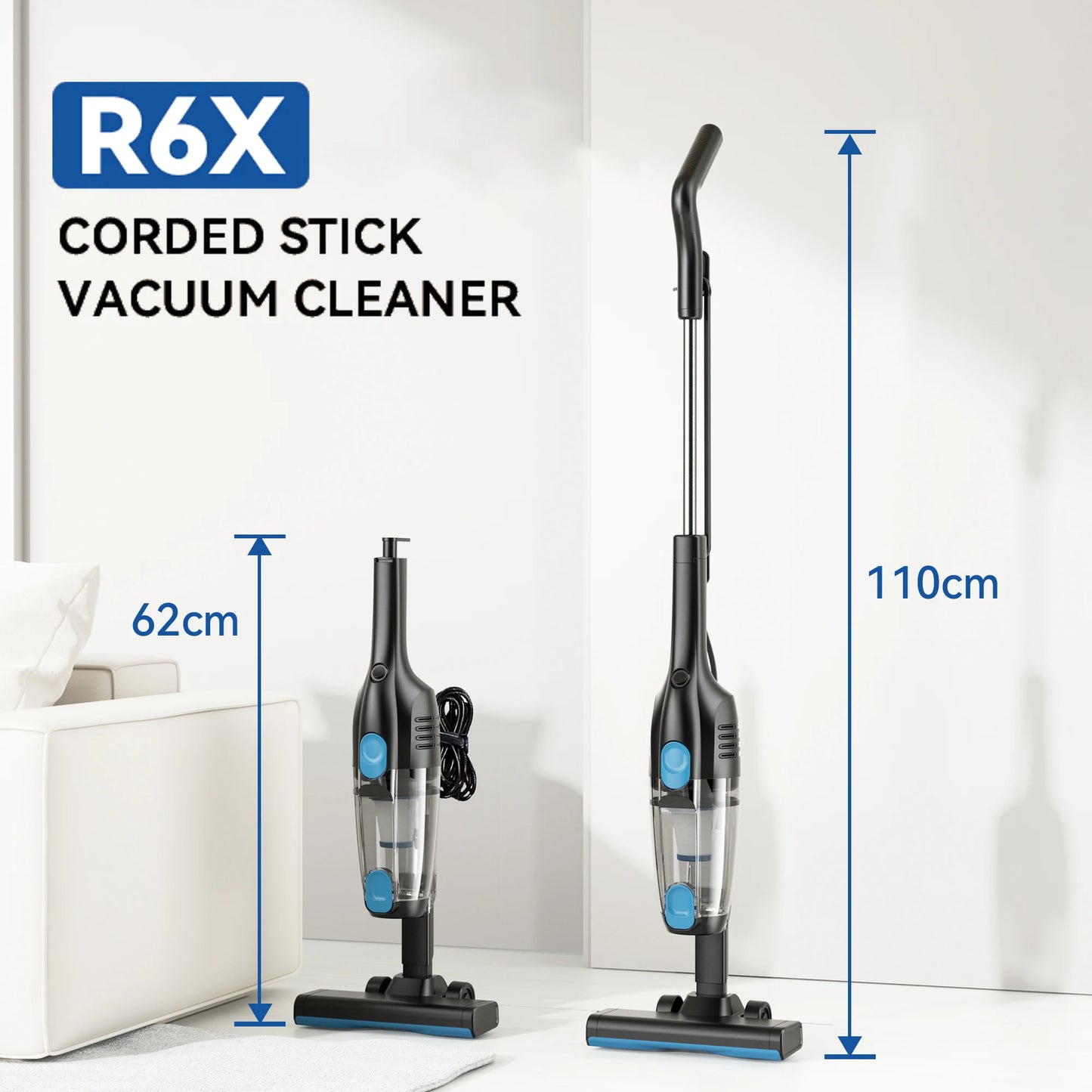R3S Corded Vacuum Cleaner 16Kpa 6M Extra Long Cord Handheld Vacuum Cleaner for Car Cleaning Hard Floor Household Appliance