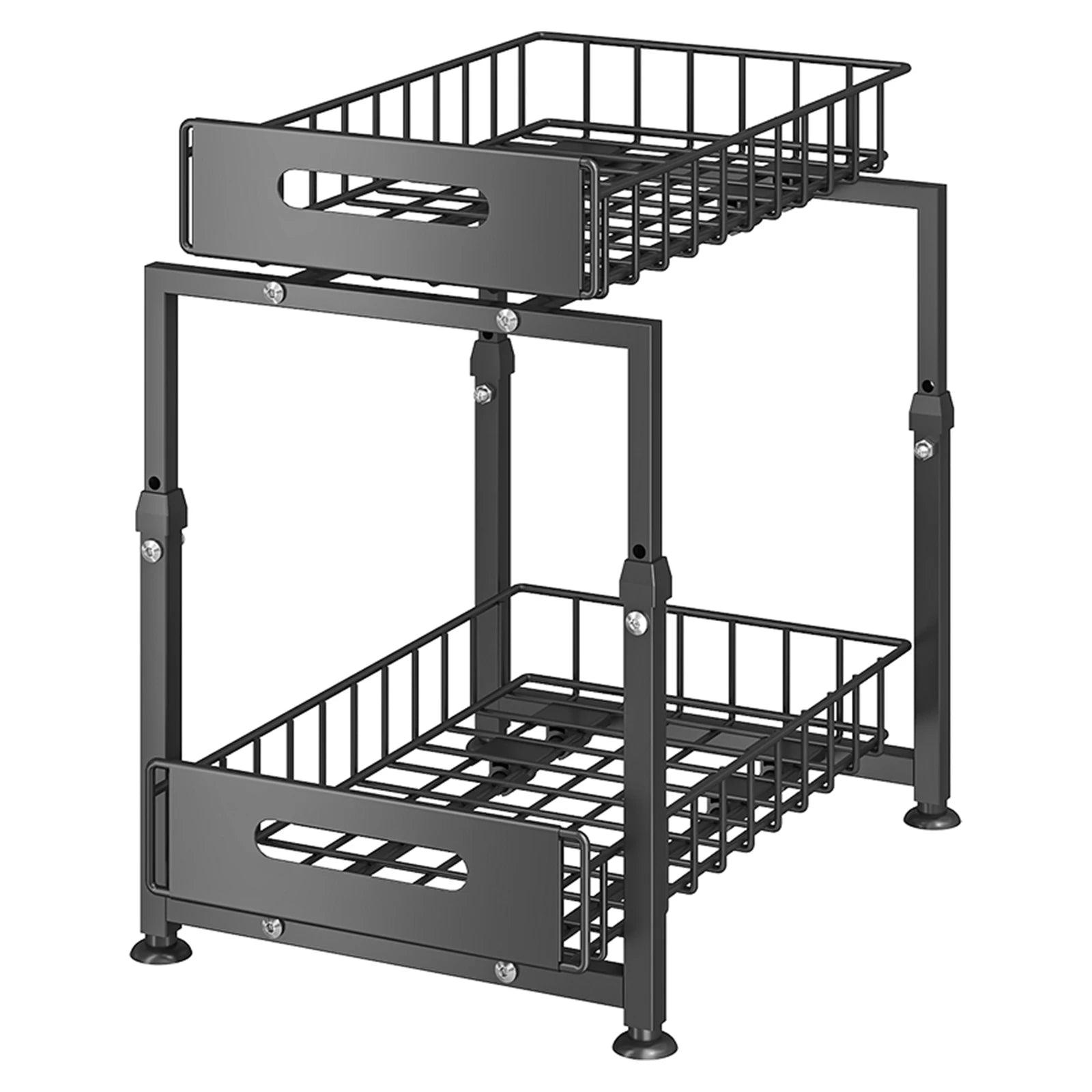 2 Tier Pull Out Cabinet Organizer Adjustable Kitchen Storage Rack under Sink Organizer Spice Jar Storage Rack Slide Out Drawer