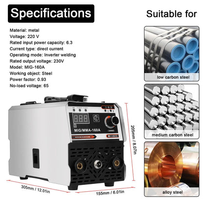 MIG MMA Welding Machine 2-In-1 220V Inverter IGBT Automatic Wire Feeding Contact Welding Gas Arc Welding Machine