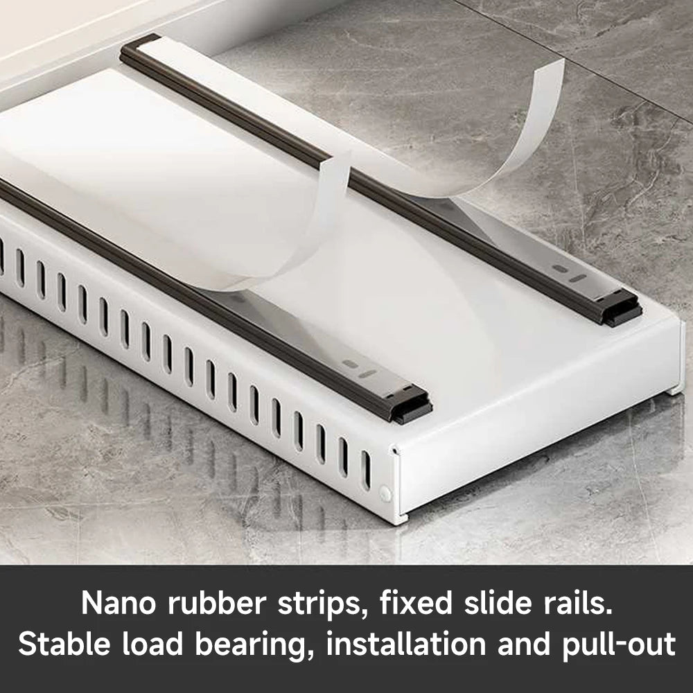 Pots and Pans Organizer under Cabinet,Sliding Pot Lid Holder and Pan Rack Kitchen Dishes Storage Adjustable Dividers