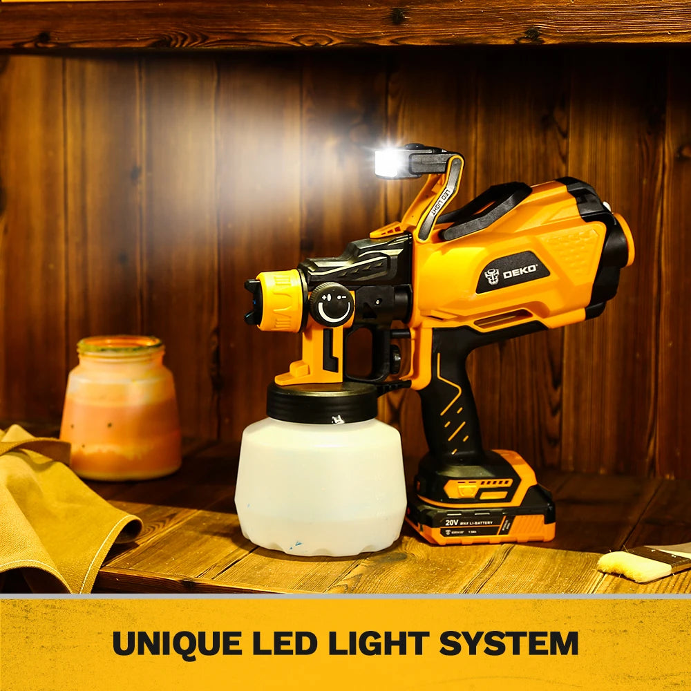 HVLP Spray Gun with LED Light & 3 Nozzle 1200Ml Large Capacity High Power Electric Paint Sprayer for Home DIY