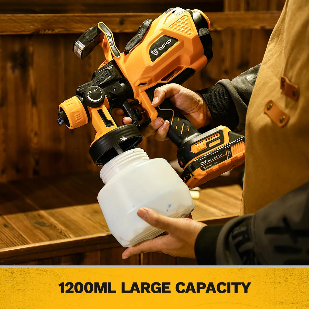 HVLP Spray Gun with LED Light & 3 Nozzle 1200Ml Large Capacity High Power Electric Paint Sprayer for Home DIY
