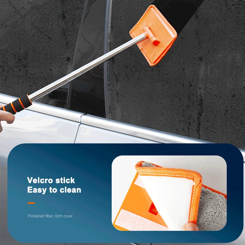 Car Windshield Glass Cleaner Microfiber Car Window Cleaning Brush Extendable Handle Interior Exterior Car Wash Tools