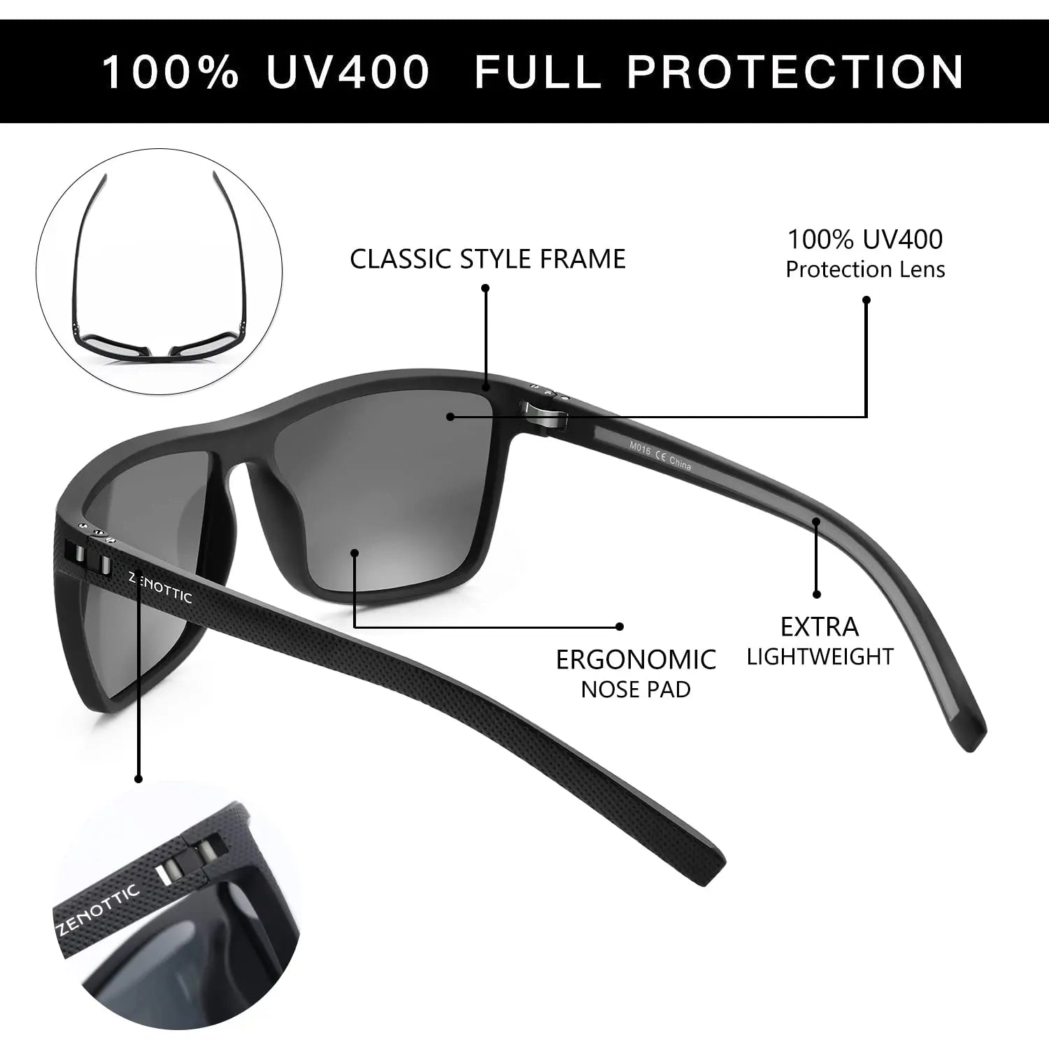 Polarized Sunglasses Shade for Women Men Lightweight TR90 Frame UV400 Protection Square Sun Glasses 2024 2025