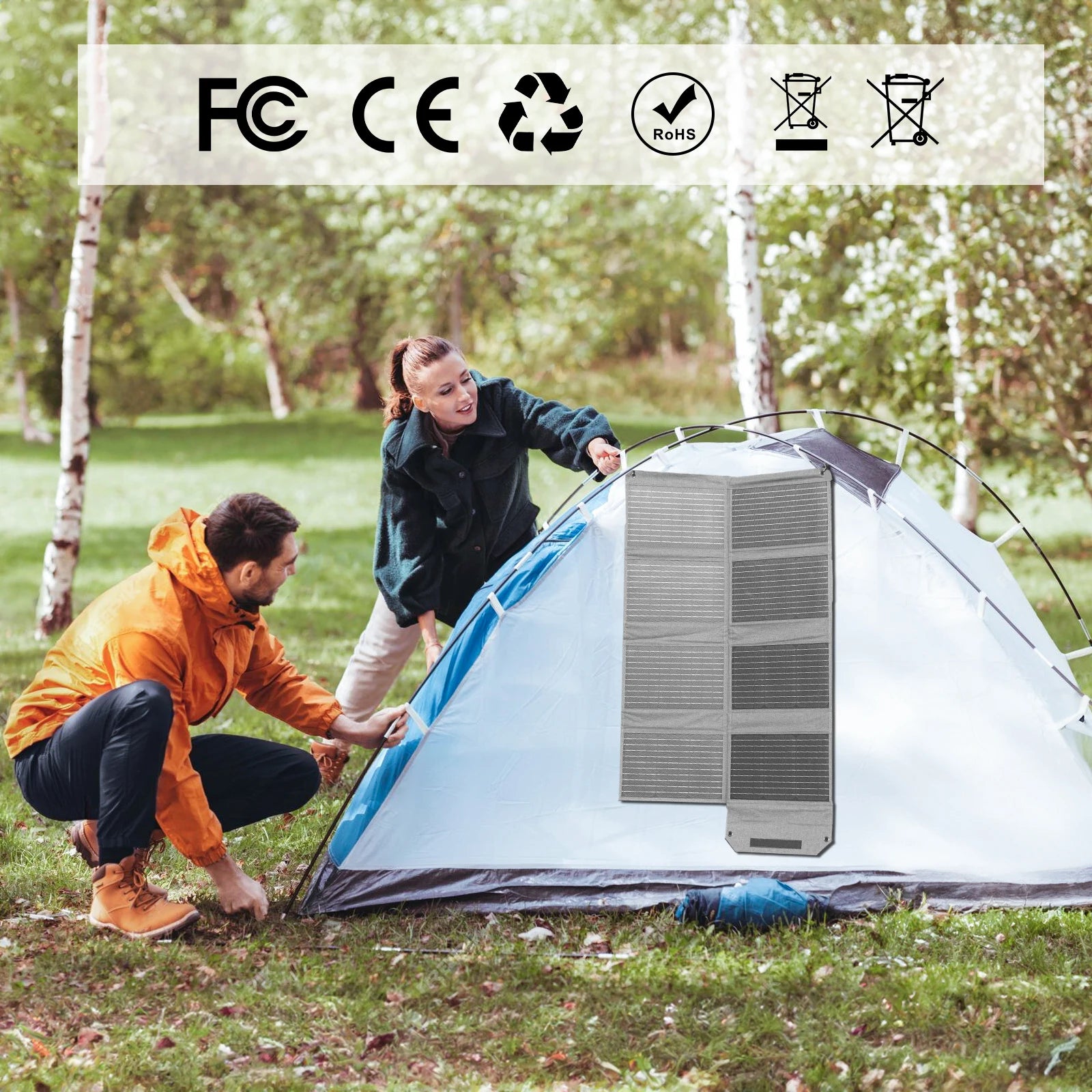 80W Foldable Solar Panel, Portable Power Supply with 4 Ports (Dc/Usb-C/2Xusb-A) & 7-In-1 Connector for Emergency Backup