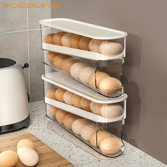 Double Layer Rolling Egg Dispenser Refrigerator Egg Storage Box Automatic Scrolling Egg Holder Household Kitchen Organizer