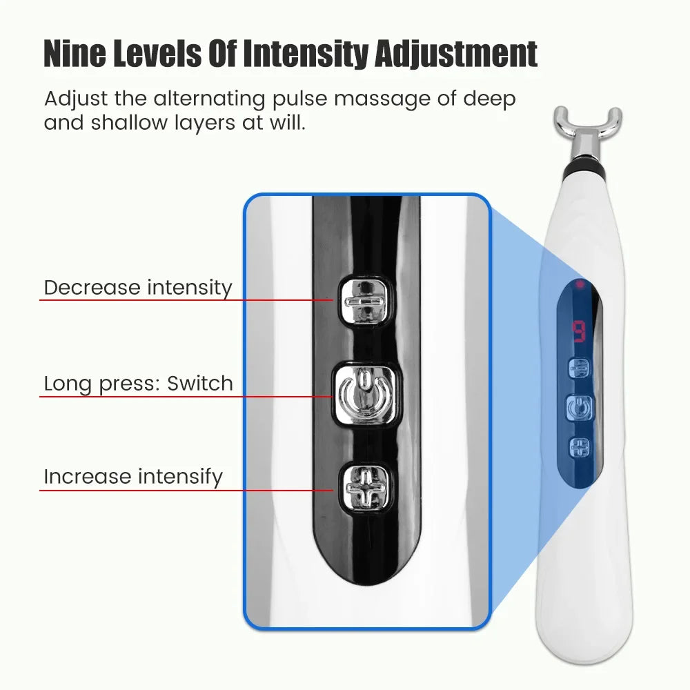USB Rechargeable Acupuncture Pen 5 Head Laser Meridian Energy Massage Pen Massager for Body Face Neck Leg Therapy Health Care