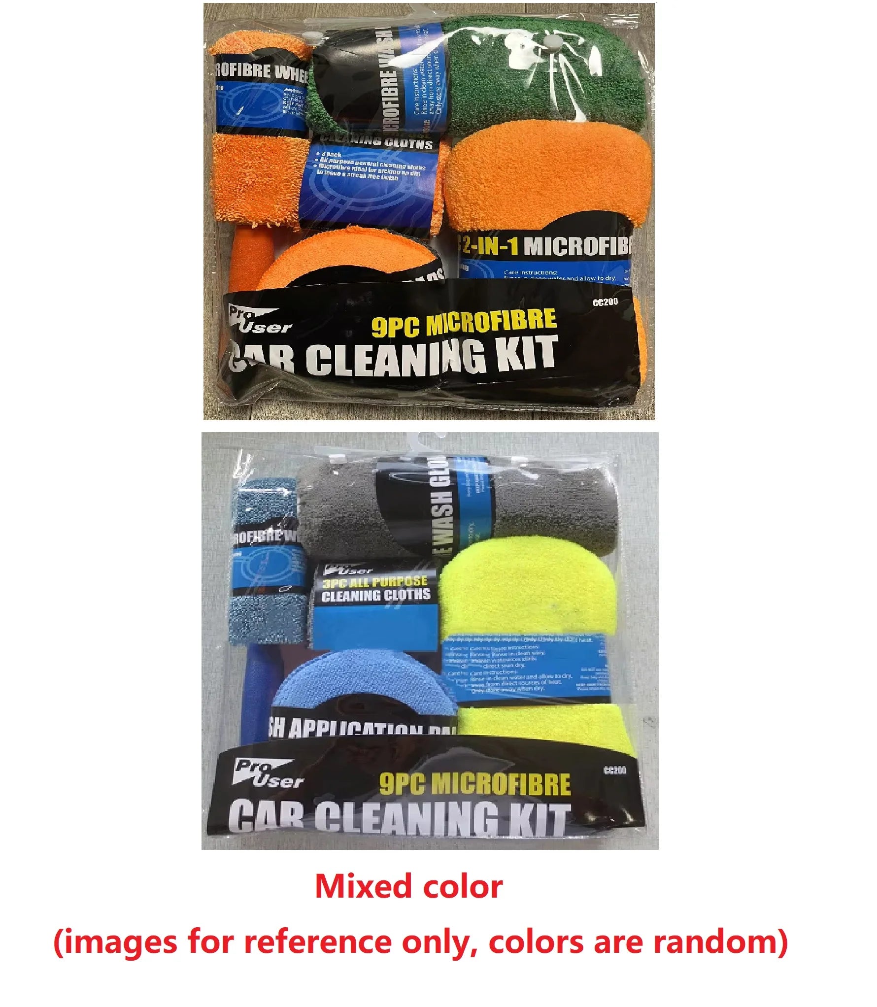 9Pcs Car Wash Cleaning Set Microfiber Towels Blush Sponge Wash Glove Polish Care Applicator Pads Auto Detailing Washing Tools