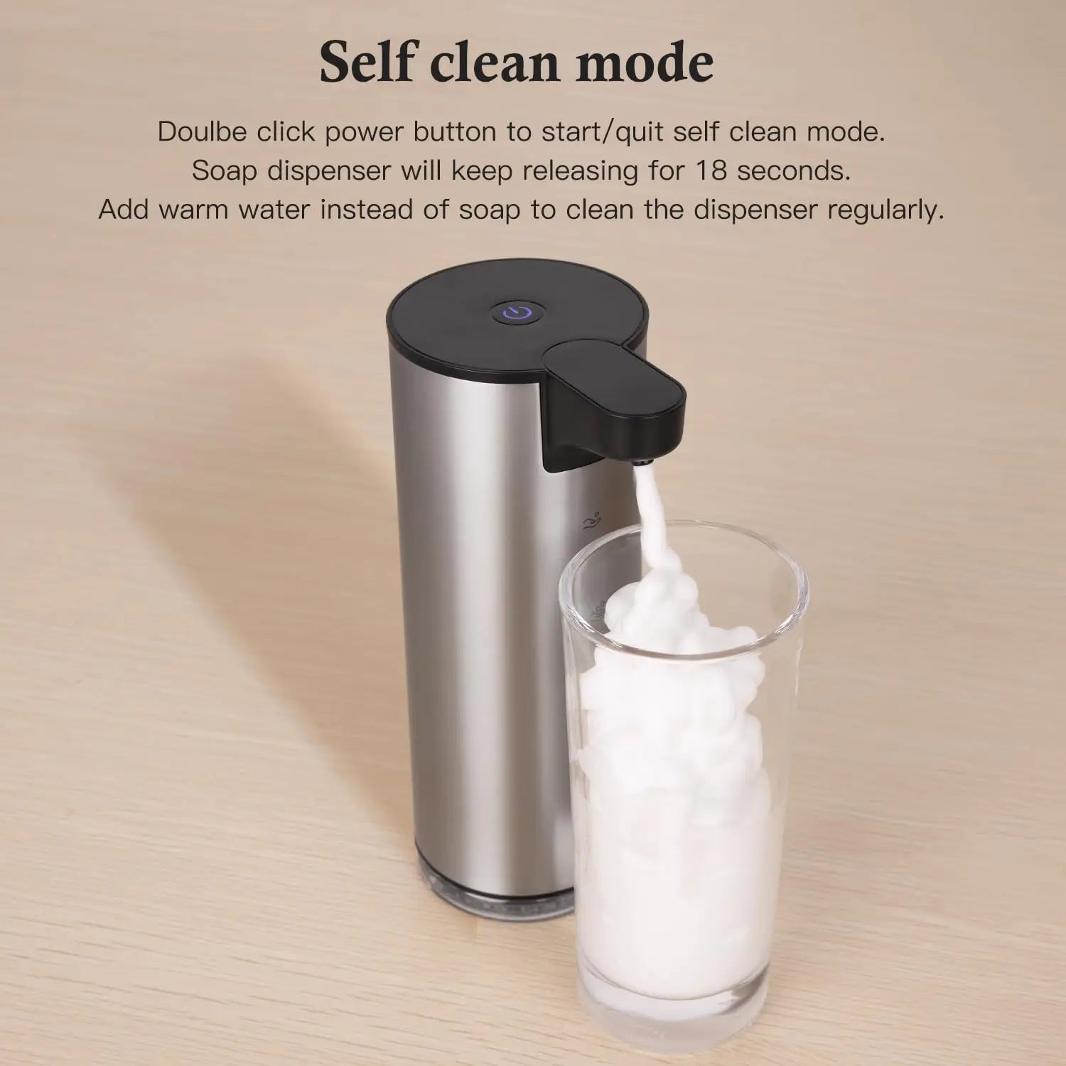 Automatic Foaming Soap Metal Dispenser Rechargeable Touchless Foam Hand Soap Dispenser Water-Resistant for Bathroom
