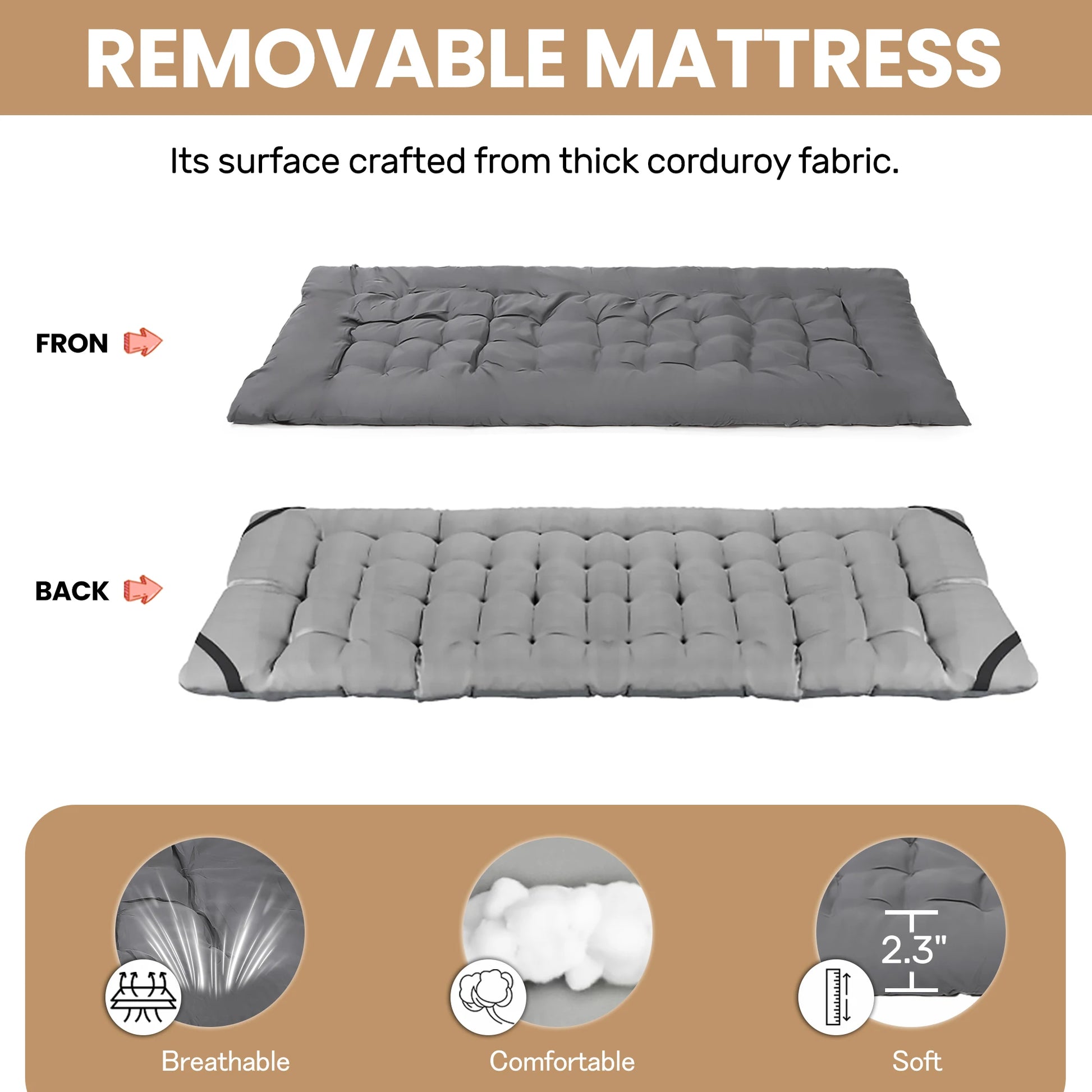 Folding Camping Beds for Adults, Heavy Duty Sturdy Camp Bed with Thick and Soft Mattress, Stronge Thicker Tubes Sleeping Bed