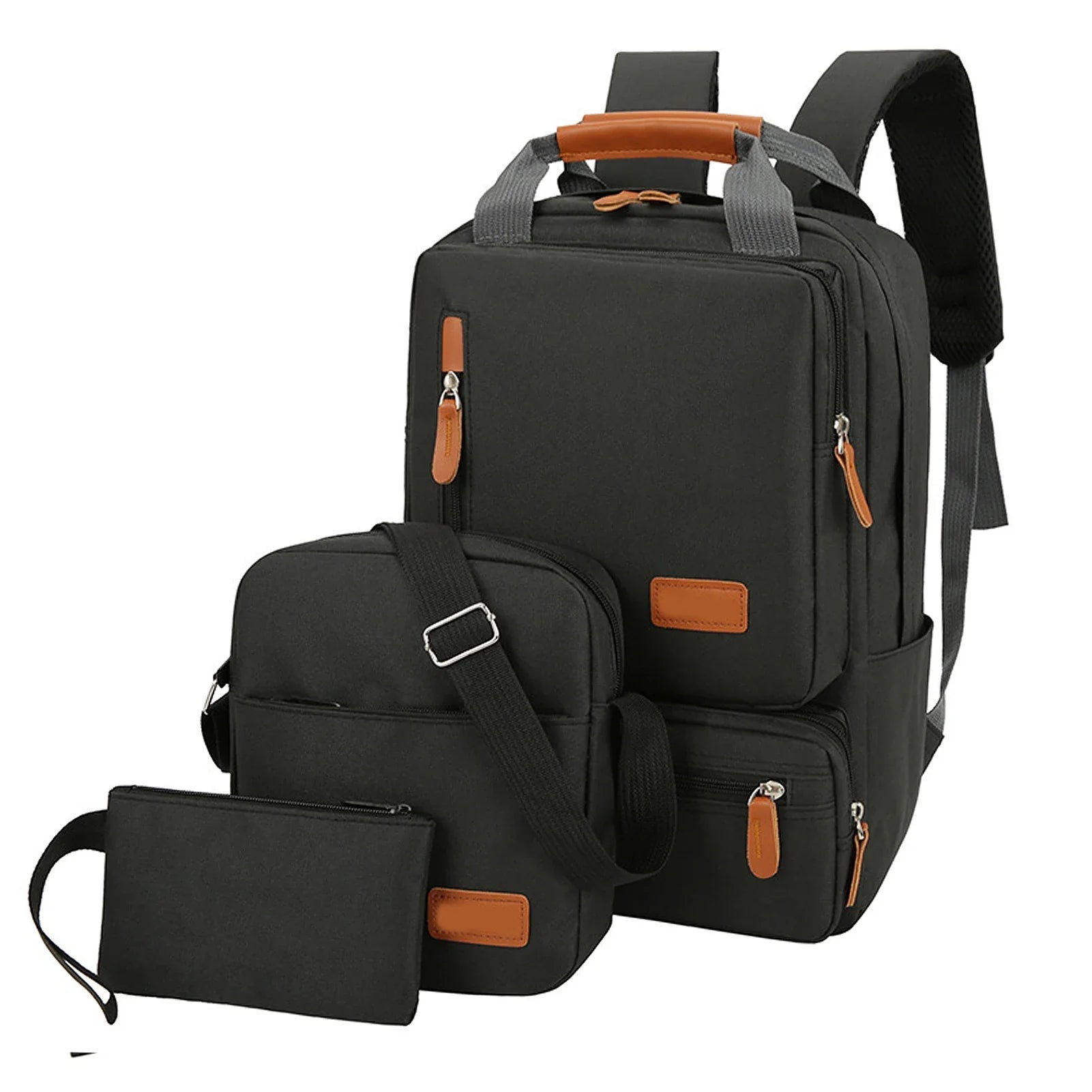 3Pcs Backpack Set Women Men Laptop Backpack Shoulder Bag Small Pocket for Travel School Business Work College Fits up to 14.5In