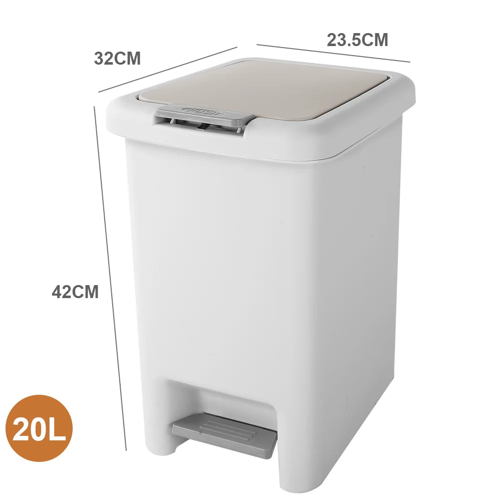 10L 15L 20L Trash Can Garbage Bin Garbage Can with Press Top Lid Kitchen Pedal Trash Can Garbage Storage Box Kitchen Accessories