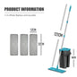 Hand Free Flat Floor Mop and Bucket Set for Professional Home Floor Cleaning System with Washable Microfiber Pads for Hardwood