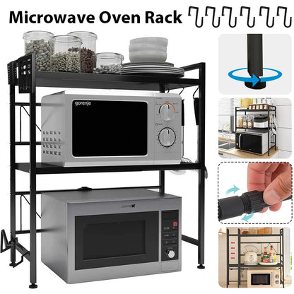 Microwave Storage Rack Adjustable Stand Rack Modern Kitchen Microwave Oven Shelf Multi-Functional Kitchen Microwave Storage Rack