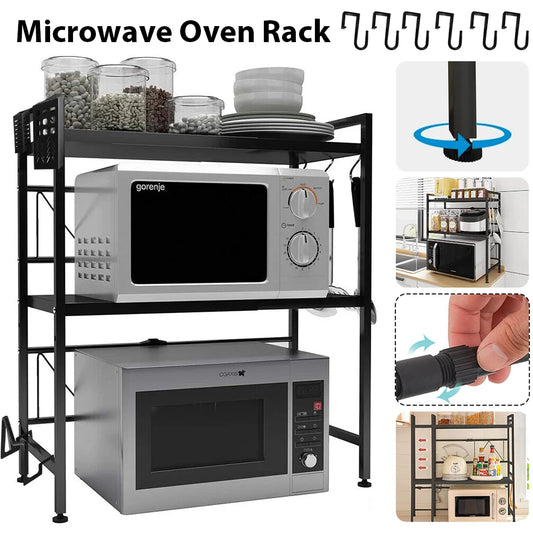 Microwave Storage Rack Adjustable Stand Rack Modern Kitchen Microwave Oven Shelf Multi-Functional Kitchen Microwave Storage Rack