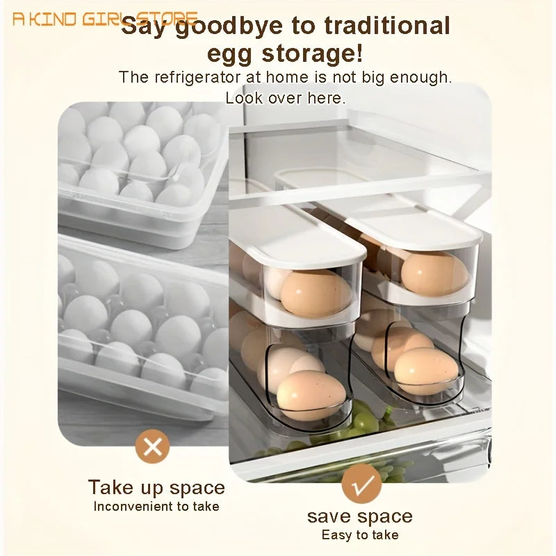 Double Layer Rolling Egg Dispenser Refrigerator Egg Storage Box Automatic Scrolling Egg Holder Household Kitchen Organizer