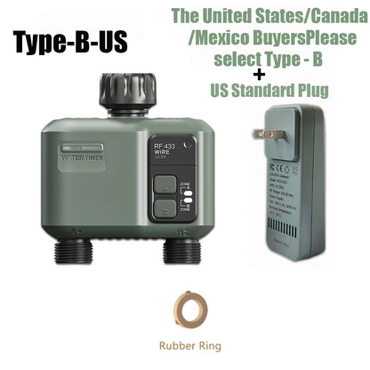 2025 Tuya Wifi+Rf433 Smart Garden Sprinkler Water Timer by 2 Way Rain Delay Filter Programmable Automatic Irrigation Controller