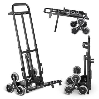 Succebuy 460 Lbs Stair Climbing Cart Folding Hand Truck Dolly with Handle 6 Wheels & 2 Ropes for Shopping Moving Warehouse