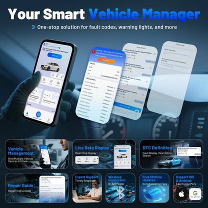 Advancer AD20PRO OBD2 Bluetooth Scanner Full System Car Diagnostic Tool Obd2 Scanner Oil Reset & Battery Tests Code Reader