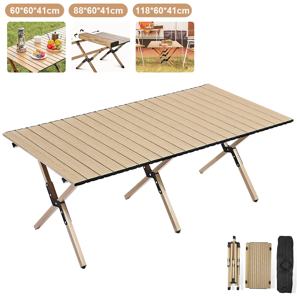 Outdoor Folding Table Camping Table Portable Lightweight Camp BBQ Grill Table Picnic Table High Bearing Foldable Table