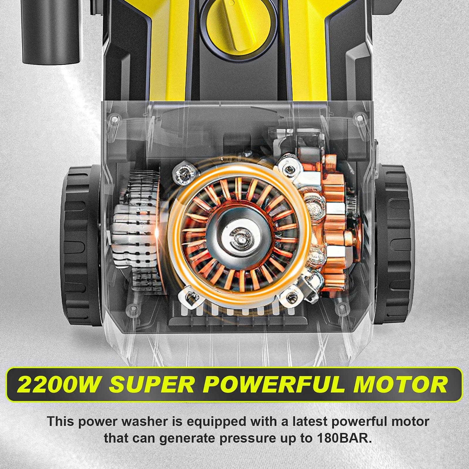 Gisam 180Bar 2200W Electric High Pressure Washer Car Washer Gun Garden Washing Water Wash Spray Gun 180° Adjustable Nozzle