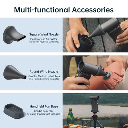 Portable Turbo Handheld Fan, 100 Winds Speeds Adjustable, 9000 Mah Rechargeable Battery, LED Display, Outdoor Camping
