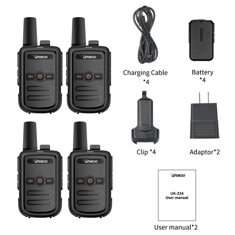 Walkie Talkie UK224 4 Pcs Mini Portable Two Way Radio PMR FRS Handheld Radio Comunicador Long Range Kids Walkie Talkies