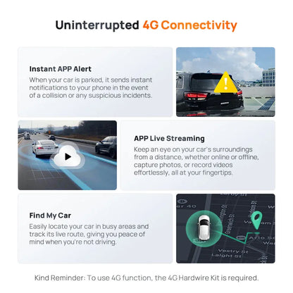 2024 New  Dash Cam A510 1944P HDR GPS ADAS 4G Connectivity  4G Front Cam A510 Car DVR 24H Parking Support Rear Cam