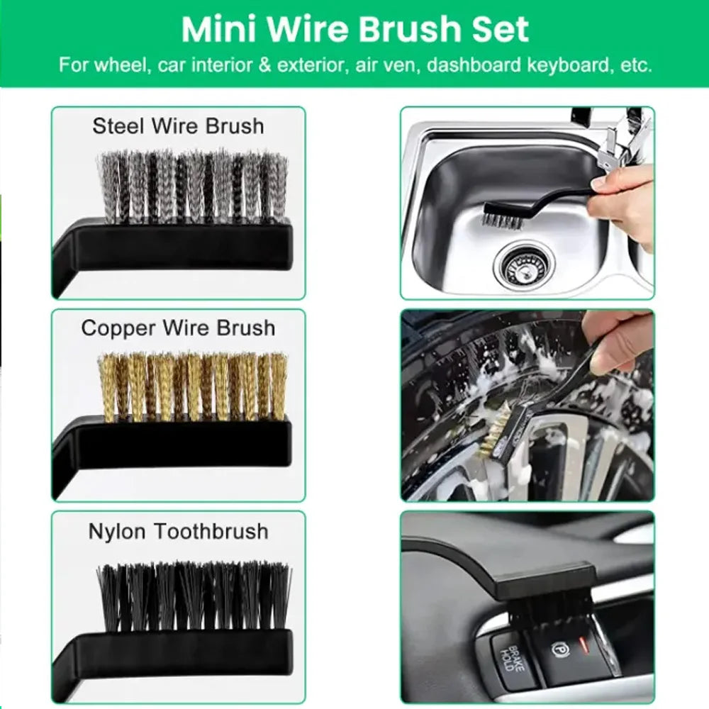 Detailing Brush Set Power Scrubber Drill Brushes Car Polish Pads Car Cleaning Brush for Car Air Vents Rim Dirt Dust Clean Tools