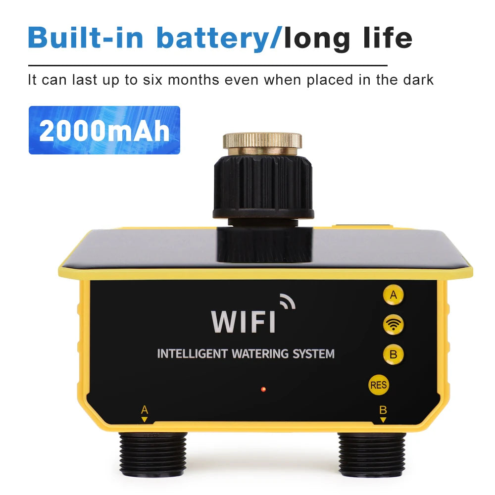 New 1/2 Outlets Solar Irrigation Timer Smart APP Control Automatic Irrigation System Outdoor Water Timer Garden Watering Tool ﻿