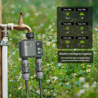 2025 Tuya Wifi+Rf433 Smart Garden Sprinkler Water Timer by 2 Way Rain Delay Filter Programmable Automatic Irrigation Controller