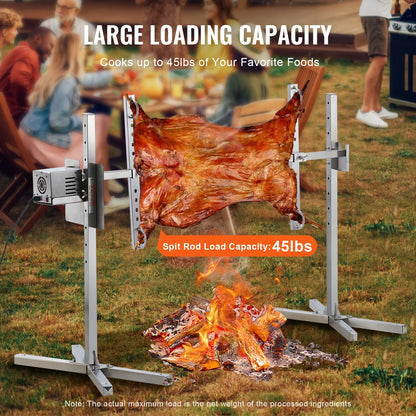 Succebuy Electric BBQ Rotisserie Grill Kit Automatic 42Wmotor Height Adjustable Universal Roaster Stand Spit Rod Withheat Shield