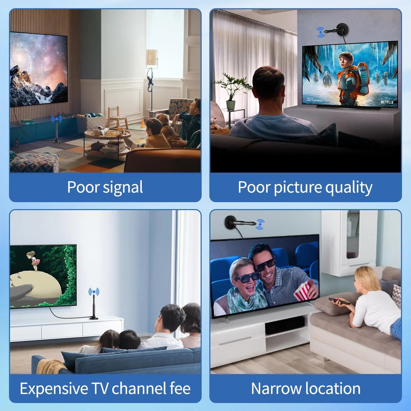 Antenna for Digital Tv Signal Booster High Gain 30 DBI Indoor Digital Antenna for Wide Range Hdtv Reception Home Tv Aerial