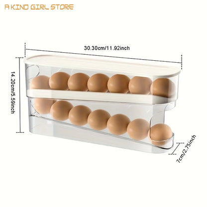 Double Layer Rolling Egg Dispenser Refrigerator Egg Storage Box Automatic Scrolling Egg Holder Household Kitchen Organizer