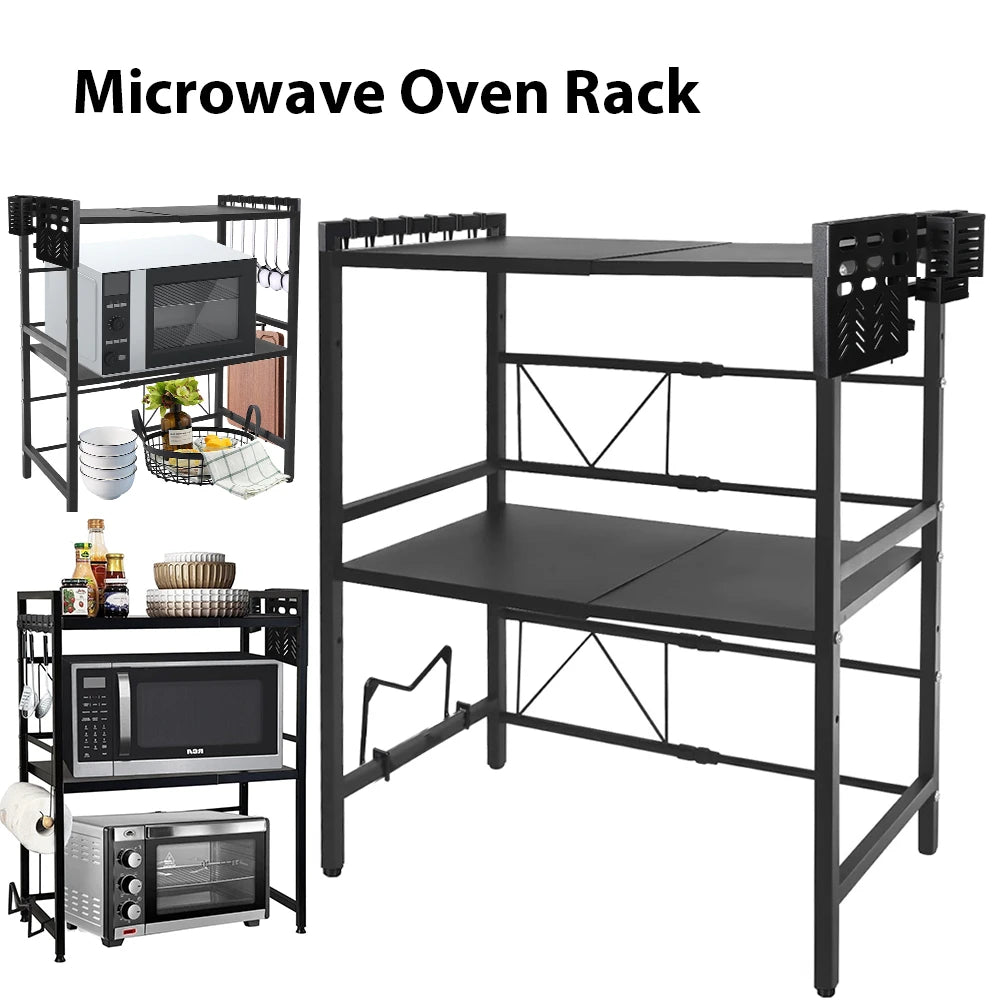 Microwave Storage Rack Adjustable Stand Rack Modern Kitchen Microwave Oven Shelf Multi-Functional Kitchen Microwave Storage Rack