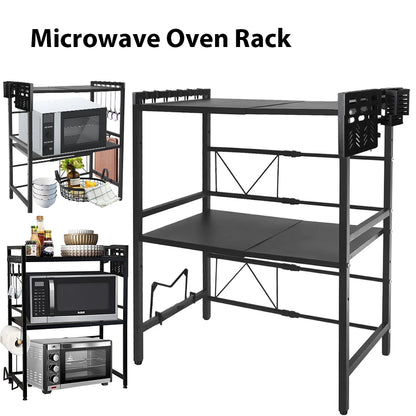 Microwave Storage Rack Adjustable Stand Rack Modern Kitchen Microwave Oven Shelf Multi-Functional Kitchen Microwave Storage Rack